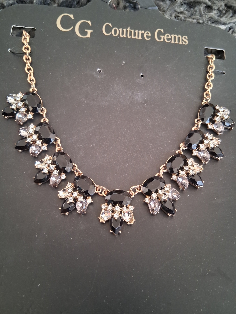 Black Crystal Statement Necklace